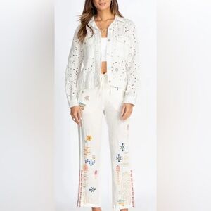 Johnny Was size L white Electra linen pants